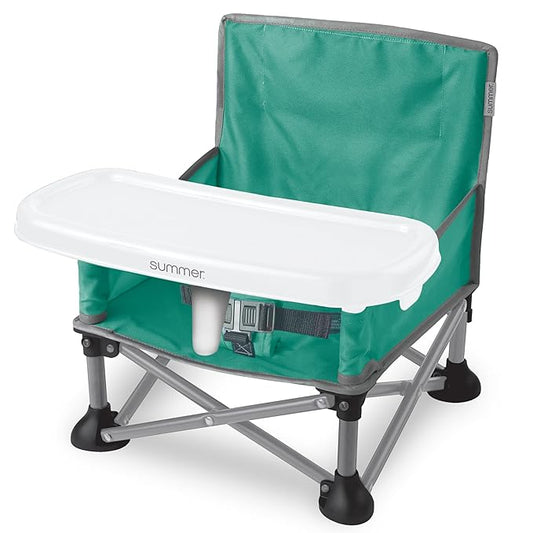 Summer by Bright Starts Pop 'N Sit Portable Booster Chair, Floor Seat, IndoorOutdoor Use, Compact Fold, Teal, 6 Mos - 3 Yrs