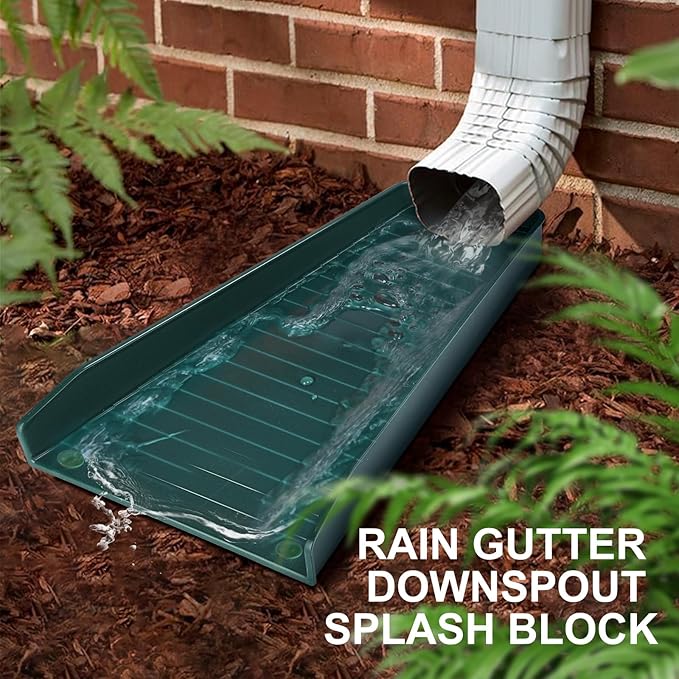 4 Pack Gutter Downspout Extensions,Rain Gutter Downspout Splash Block,Downspout Diverter,Down Spout Drain Extension,Gutter Splash Prevention Device for Cement Floor Lawn Ground (Green)