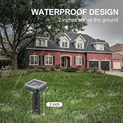 Solar Mole Repellent Ultrasonic 2 Pack Outdoor Powered Sonic Deterrent - Outdoor Waterproof Ultrasonic Snake Repellent for Get Rid of Mole, Gopher, Snakes, Vole and Other Underground Pest Control