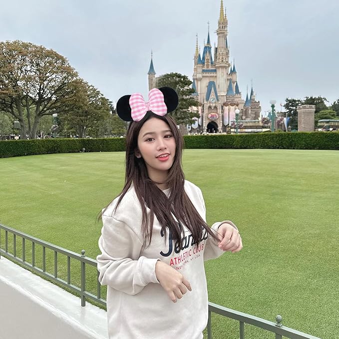JIAHANG Mouse Ear Headband with 3D Cotton Bow, Velvet Hairband Party Decoration Headwear Hair Accessories for Women Girls
