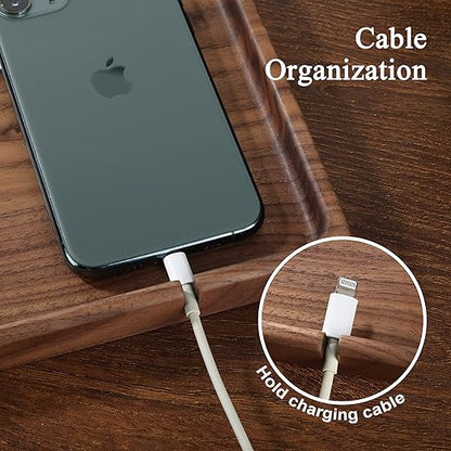 Best Dad Ever Valet Tray - Walnut Wood Nightstand Organizer for Men Women, Catch All Tray for Phone Jewelry Cologne Key, for New Dad