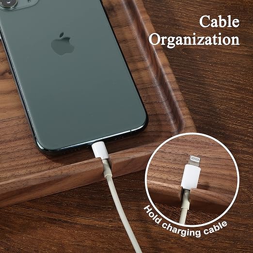 Best Dad Ever Valet Tray - Walnut Wood Nightstand Organizer for Men Women, Catch All Tray for Phone Jewelry Cologne Key, for New Dad