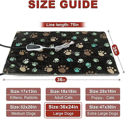 Large Dog Heating Pad 36x24 in Puppy Heating Pad Mat,Waterproof Smart Thermostat Switch, Whelping Supplies Heated Dog Bed,Adding Wire Rope Wires -Whelping Box for Dogs with Plush Fabric Cover