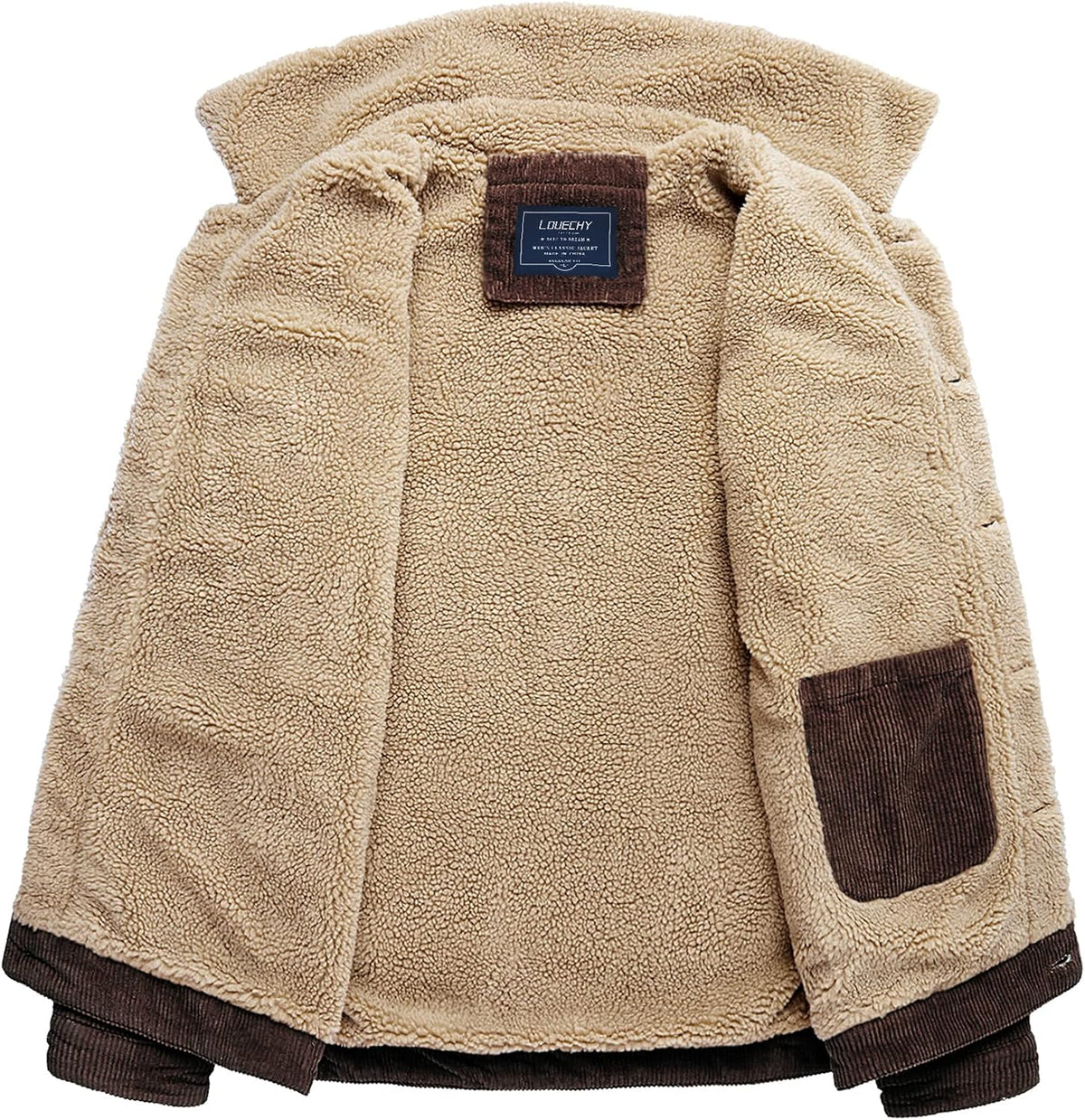 Men's Corduroy Sherpa Lined Trucker Jacket Thickened Warm Winter Coat