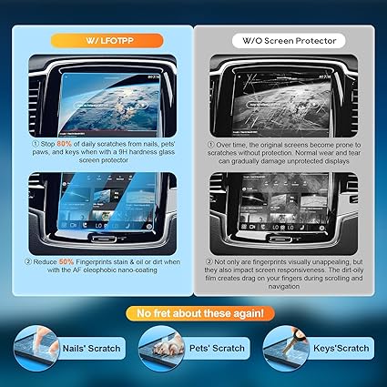 LFOTPP 2016-2018 Volvo V90 XC90 S90 Sensus 8.7 Inch Car Navigation Screen Protector,9H Tempered Glass Infotainment Screen Center Touch Screen Protector Anti Scratch High Clarity