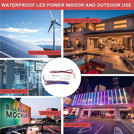 12V 60W Waterproof LED Driver & LPV-60-12 Power Adapter | IP67 Fanless Converter for LED Strips, CCTV, IoT Devices | 90-264VAC Input