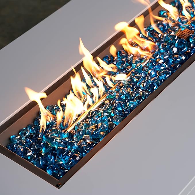 Mr. Fireglass 10 lb Fire Glass Mixed Diamonds for Fireplace, Fire Pit & Landscape Lanscaping - 1 Inch High Glitter Blue Caribbean Fire Rocks