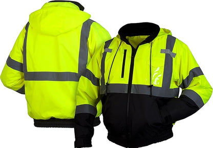 Pyramex RJ31 Series Waterproof Class 3 Fleece Bomber Safety Jacket, Lime, Large