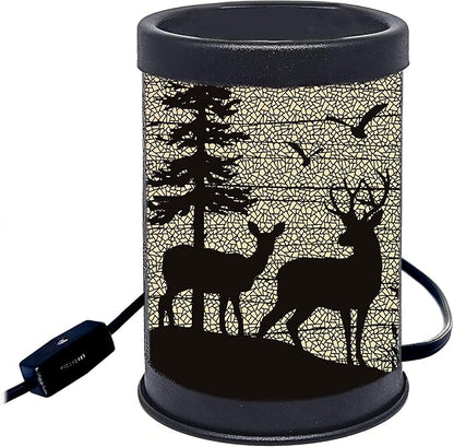 Rivers Edge Products Rustic Electric Candle Warmer Lamp and Wax Warmer for Scented Wax, Night Light, Home Decor, Gift for Home or Office, Black with Backlight Illustration, Deer Silhouette