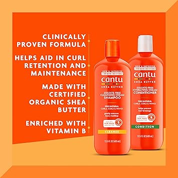 Cantu Sulfate-Free Cream Shampoo  Conditioner Bundle, 13.5 Fl Oz (Pack of 2)