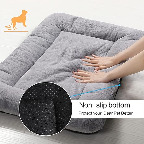 Dog Beds Crate Pad for MediumLarge Dogs Fit Metal,Ultra Soft, Washable  Anti-Slip Kennel Pad for Dogs Cozy Sleeping Mat,Gray 36inch