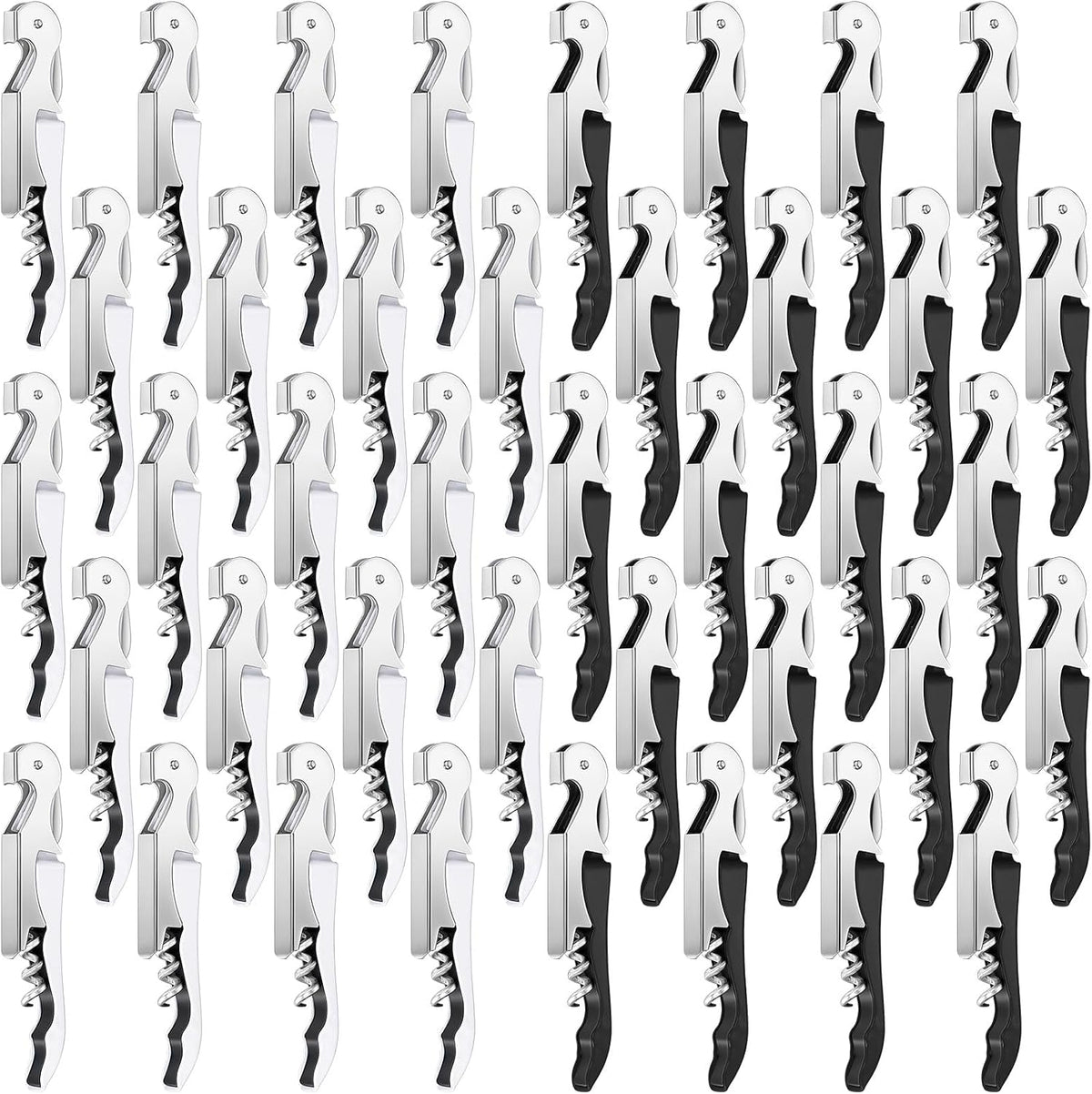 Honoson 40 Pcs Wine Opener Bulk Corkscrew Bottle Wine Key, Black, White Bottle Opener Waiter Metal Heavy Beer Corkscrew, Serrated Foil Cutter Key, for Servers Home Restaurants Bars Waiter Bartender