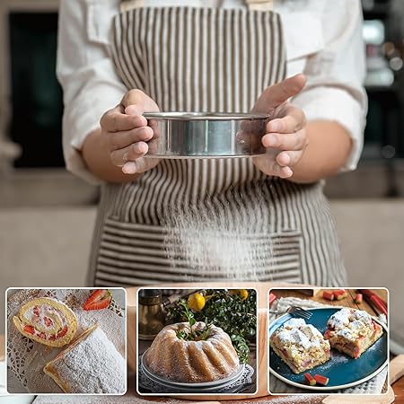 uxcell Stainless Steel Flour Sifter, 6Inch 50 Mesh Round Sifter Flour Sieve Mini Fine Mesh for Baking Cake Bread, White