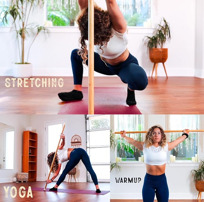 Materos 5ft Yoga Stick Made from Natural Bamboo - Yoga Dowel, Mobility and Exercise Stick for Workout, Stretching, Flexibility, Balance, Physical Therapy | Posture Correction | Lightweight & Sturdy