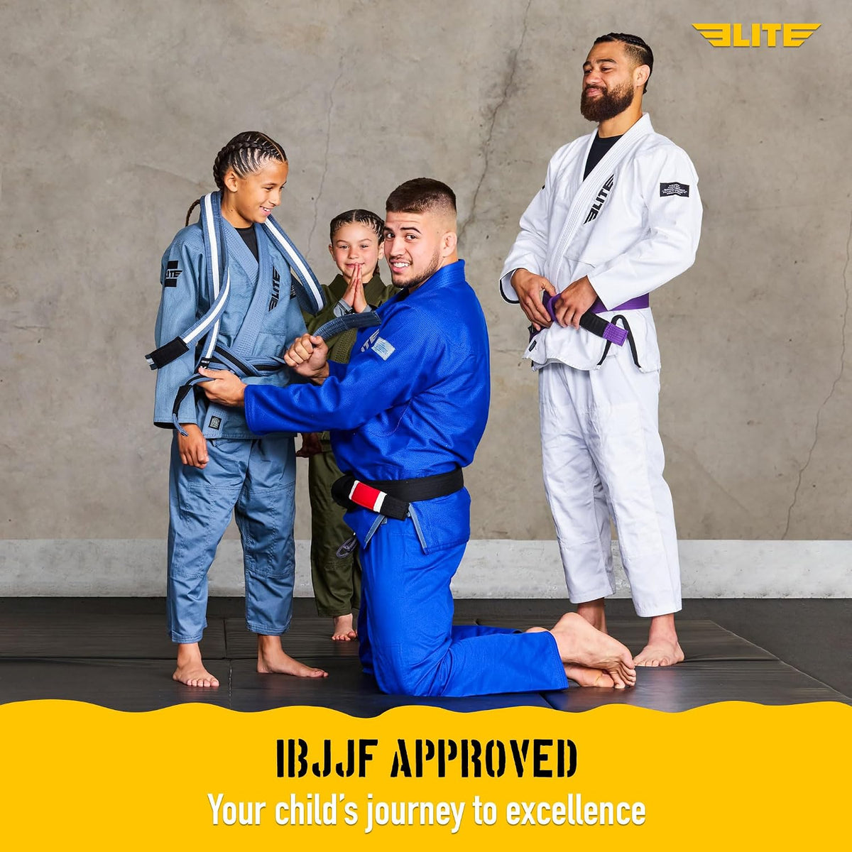Elite Sports Kids Brazilian Jiu Jitsu Belts Preshurunk Martial Arts Youth BJJ Belts for Girls & Boys with BJJ Ranking Stripes ( C2 )