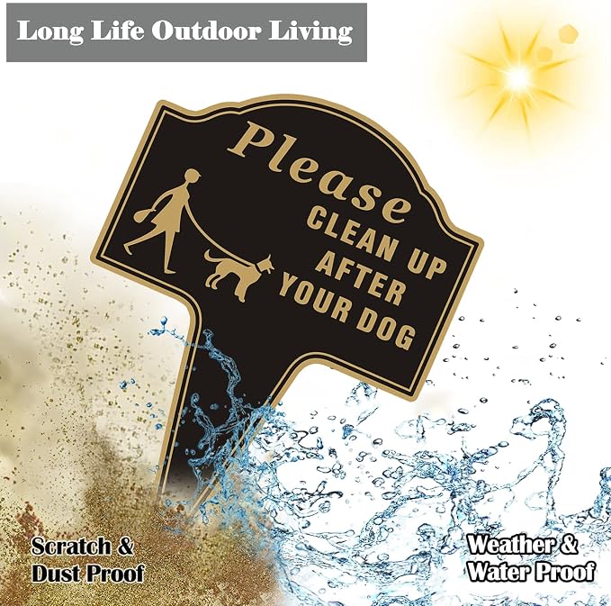 Clean Up After Your Dog Sign, Yuntarda 10”x14” No Poop Signs for Lawn No Pooping Dog Signs For Yard with Stake Double Sided Yard Sign Easy Install for Outdoor Use