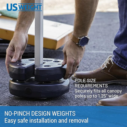 US Weight 20 Pound Canopy Weight Set of 4 with No-Pinch Design - Easy Installation and Removal to Secure Tents, Canopies, and Umbrellas at Outdoor Events