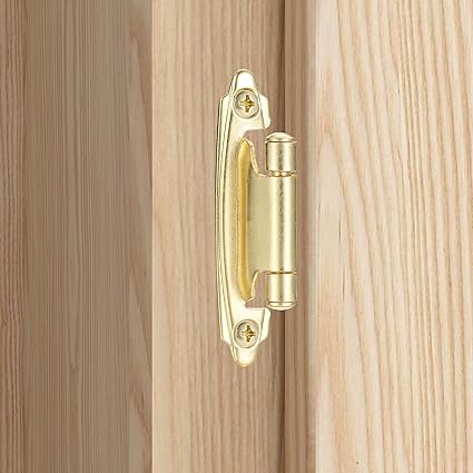 4 Pack (2 Pair) Gold (Brass) Self Closing Cabinet Hinges for Kitchen Cabinet Door, 12" Overlay (Variable) Semi Concealed Kitchen Cabinet Hinges