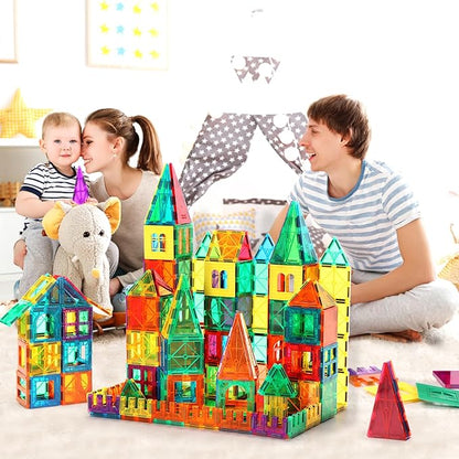 FNJO Magnetic Tiles, 95PCS Magnet Building Set, Magnetic Building Blocks,Construction STEM Learning and Playing Toys for Kids, Montessori Toy for Preschool Boys Girls Toddlers Classroom Must-Haves