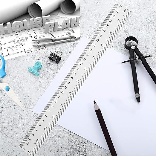 YouOKLight Plastic Ruler 30cm, Clear Ruler,Transparent Ruler 12 inch,Metric Ruler,Ruler 30cm for School,Transparent Straight rulers for Kids,and Office use,Drafting Tools,Measuring Tools,Pack of 2.