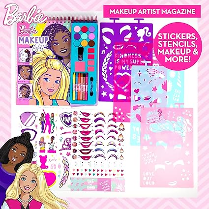 Barbie Makeup Artist Magazine by Horizon Group USA, Create Your Own Hair  Makeup Looks Using 130 Stencils, 180 Stickers, Crayons, Pretend Makeup  More