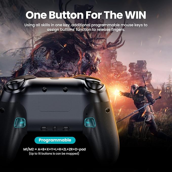 VOYEE Switch Controller Wireless, Pro Controllers Compatible with Switch LiteOLEDPC, One-Key Pairing Gamepad with 9-Color RGB LEDs 1000mAh Battery 6-Axis Motion Wake Up Function