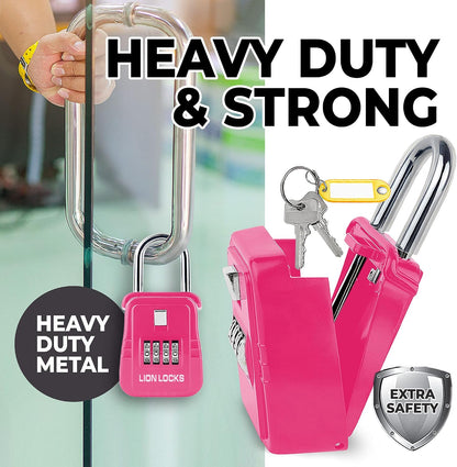 1500 Key Lock Box with Code, Lockbox for Keys Outdoor, Realtor Lock Box for Short-Term Rentals, Holds 5 Keys (1 Pack, Pink)