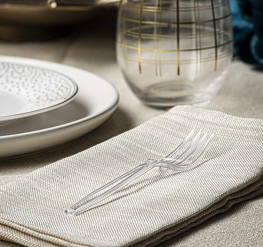 50 Medium-Weight Disposable Plastic Forks - Clear