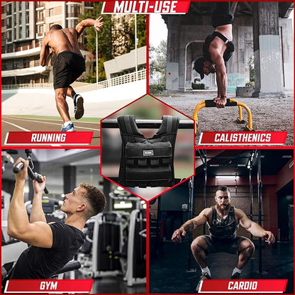 MVRK Weighted Vest Men 18lbs  28lbs  35lbs  45lbs  65lbs - Weighted Workout Vest With Removable Iron Weights, Heavy Duty Weighted Exercise Vest For Functional Training  Calisthenics - Weight Vest for Men and Women