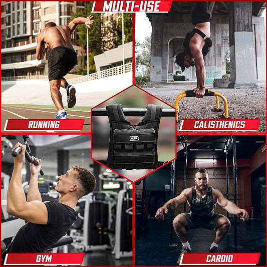 MVRK Weighted Vest Men 18lbs  28lbs  35lbs  45lbs  65lbs - Weighted Workout Vest With Removable Iron Weights, Heavy Duty Weighted Exercise Vest For Functional Training  Calisthenics - Weight Vest for Men and Women