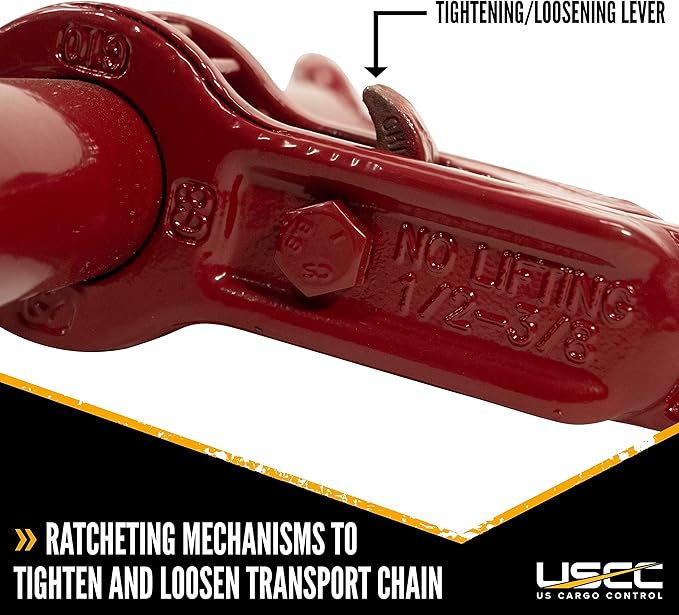 Heavy Duty Ratchet Load Binder for 38" Grade 70 Chain (Working Load Limit: 12,000lb)
