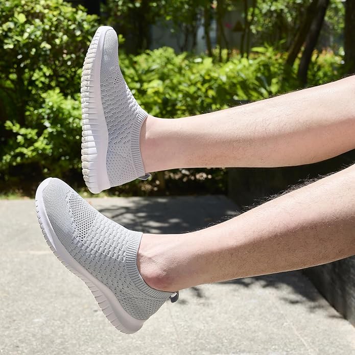 Size 5.5 Women's TIOSEBON Men's Slip On Walking Shoes Arch Support Knit Mesh Lightweight Casual Comfortable Gym Workout Running Tennis Travel Standing Sneakers