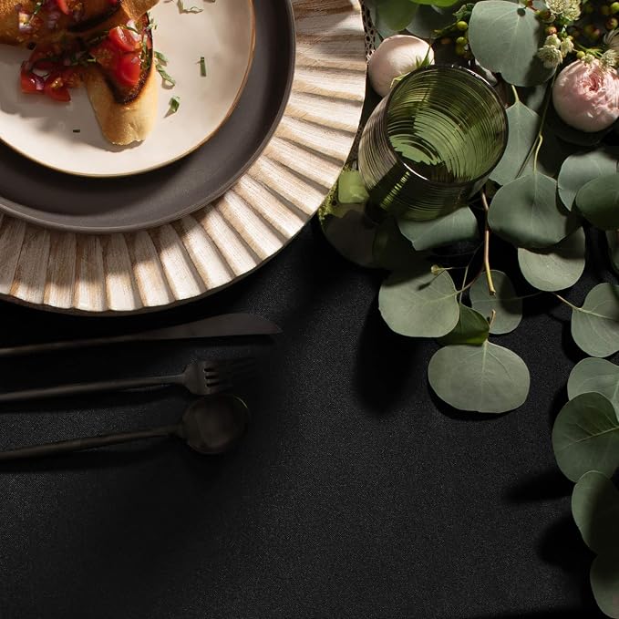 Rectangle Tablecloth - 60 x 102 Inch Black Table Cloth for 6 Foot Rectangle Tables - for Holiday Party, Dinner, Weddings, Baby Shower & Events