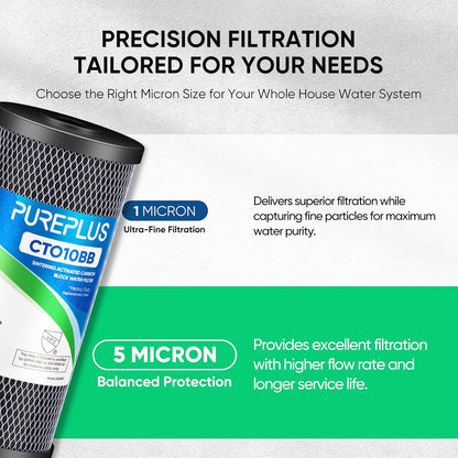 10" x 4.5" Whole House Coconut Shell Activated Carbon Water Filter Replacement Cartridge - Compatible with WFHDC8001, CB-BB-10, FXHTC, GXWH40L, GXWH35F, GNWH38S, CTO10BB - 1 Pack