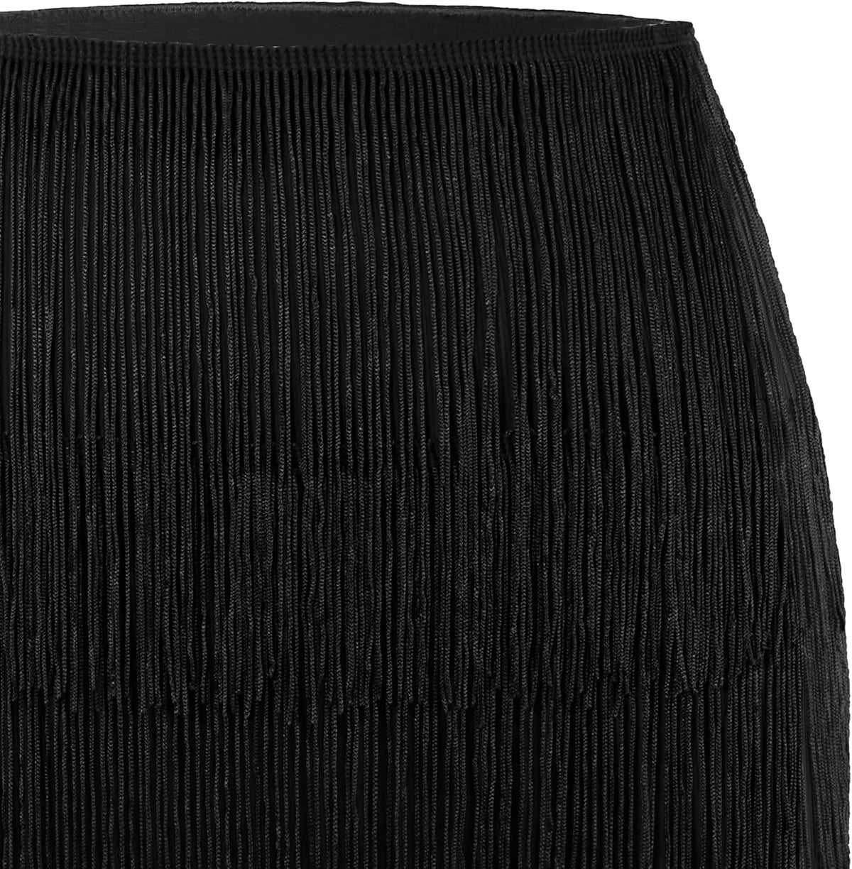 MANER Women’s Fringe Skirt Stretchy Sparkly Bodycon Tassel Trim Mini Skirt l.