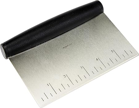 Basics Multi-Purpose Stainless Steel ScraperChopper with Contoured Grip, 6.1 inch, Black, Silver