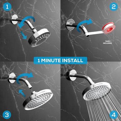 SparkPod 6 in Round Rain Shower Head, Polished Chrome