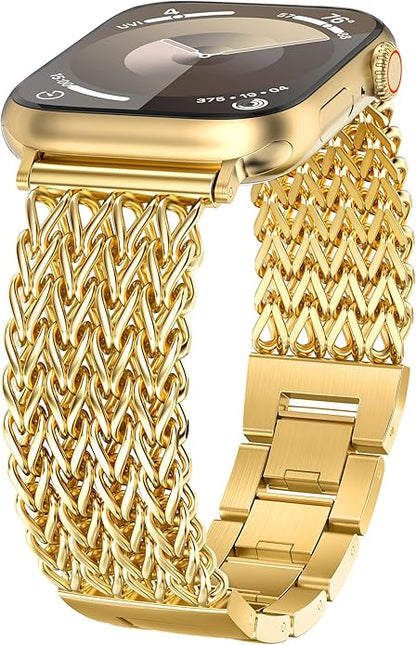 Minyee Compatible with Apple Watch Band 4140384445464942mm Women, Dressy Stainless Steel Metal Chain Strap Mermaid Designer Link Bracelet Wristband for iWatch Series 10 9 8 7 6 5 4 3 Ultra SE