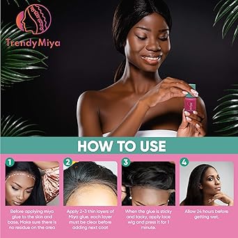 Miya Lace Wig Glue 1.06oz - Invisible Adhesive with Waterproof. Strong Hold for Lace Wig, Hairpiece, Hair Replacement