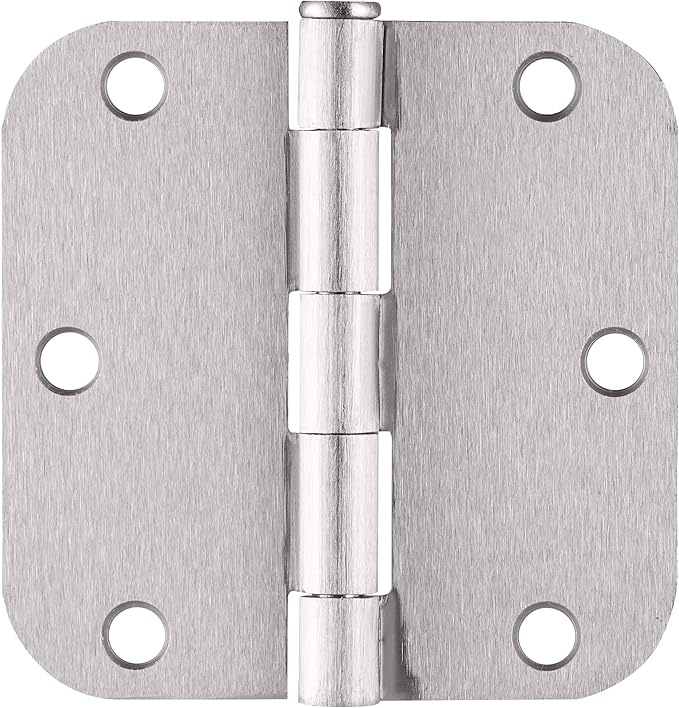 Design House 181412 Door Hinges for Interior Doors 58-inch Radius Steel Door Hinge Door Hardware, 3-12-inch x 3-12-inch, Satin Nickel, 3-Pack