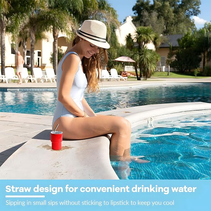 Mini Tumbler Shot Glass with Straw and Lid, 7oz Cute Insulated Shot Cups Stainless Steel for Espresso Coffee Spirits, Wedding, Party,Camping,Outdoor,Carnival,Oktoberfest Water Beer Cups (red)