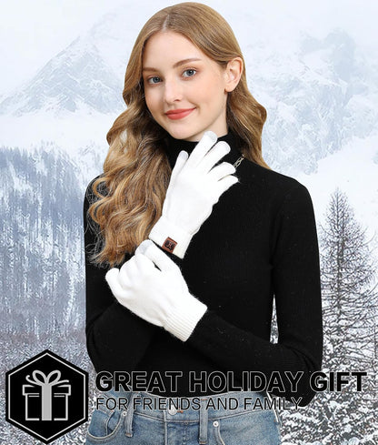 FZ FANTASTIC ZONE Women's Winter Touchscreen Wool Magic Gloves Warm Knit Fleece Lined for Women