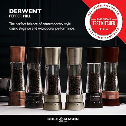 COLE  MASON Derwent Pepper Grinder - Copper Mill Includes Gourmet Precision Mechanism and Premium Peppercorns