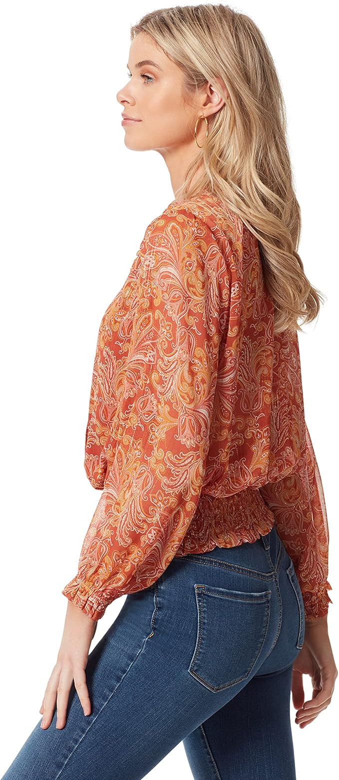 Jessica Simpson Women's Emery Bell Sleeve Smock Waist Blouse