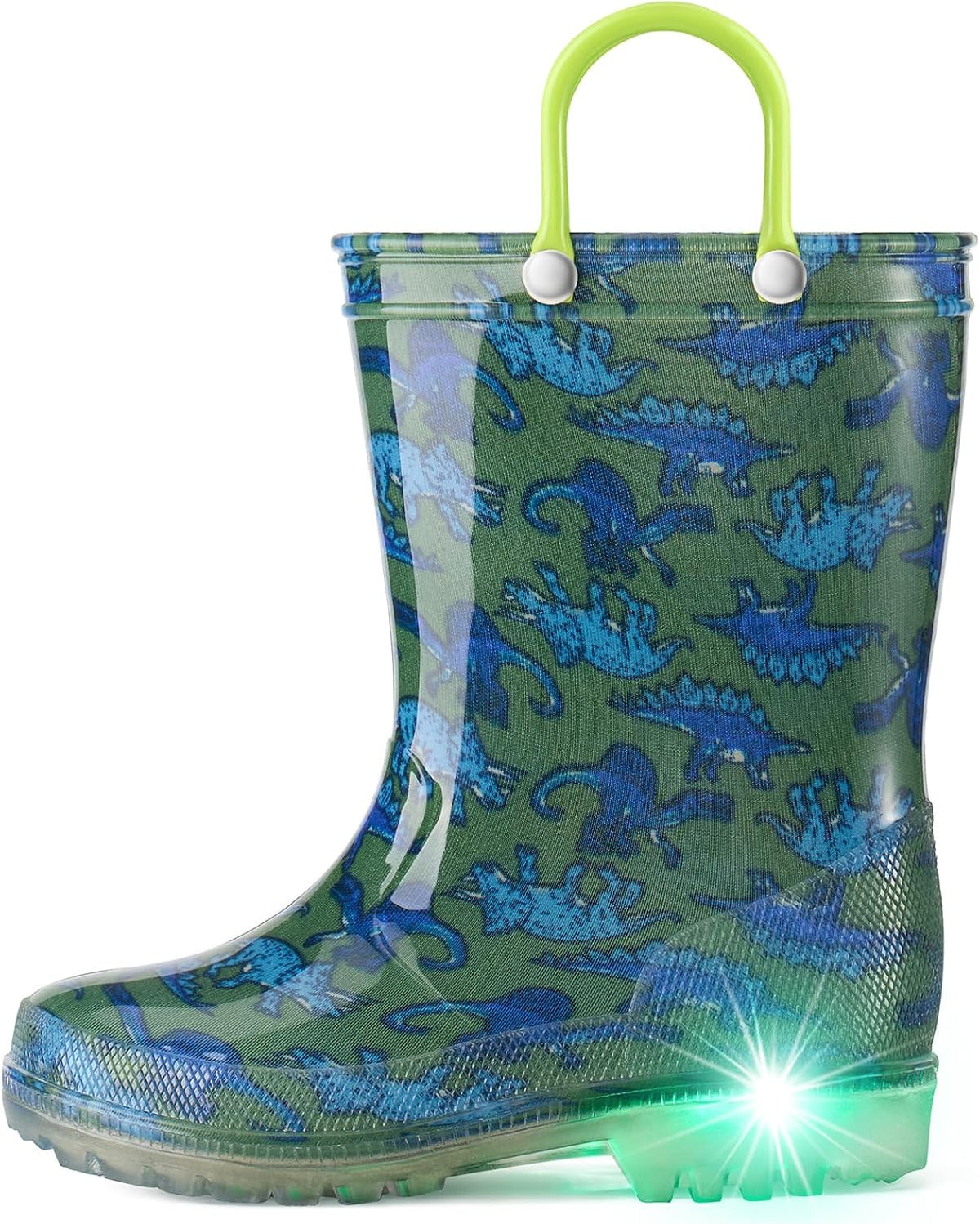 HISEA Kids Rain Boots for Boys Girls, Waterproof Lightweight Rain Boots Light Up by Steps for Water Beach Outdoor Playing (Toddler/Little Kid/Big Kid