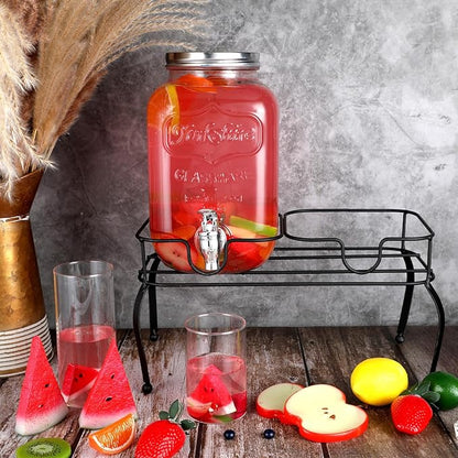 Blulu Metal Beverage Dispenser Stand for Parties Double Drink Stand Dispenser Holder Stand for Glass Jar Bottles(1 Gallon)