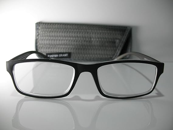 Foster Grant Tyler Mens Womens Black & Gray Rubber Reading Glasses w/Case +1.75 Free Hard CASE + Microfiber Cloth