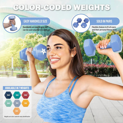 Yes4All Vinyl Hexagon Dumbbells, Set of 2