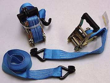 2x Ratchet Tie Down Straps Cargo Truck Dual J-Hooks Heavy Duty 15' x 1.5" (Blue)