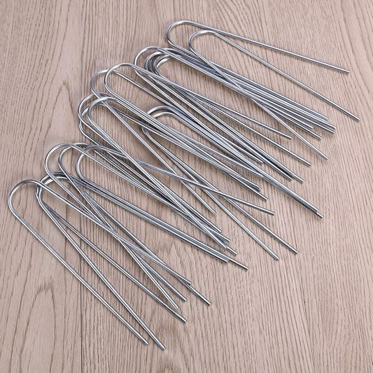 Happyyami Set of 20 Garden Stakes U-Shape for Easy Ground Insertion for Fencing Tents Tarps Random Style